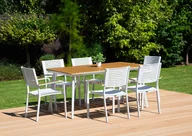 Meble ogrodowe - Zestaw jadalniany TACOMA 160/6 White - Focus Garden - miniaturka - grafika 1