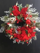 Ozdoby bożonarodzeniowe - Wianek bożonarodzeniowy czerwona poinsettia - miniaturka - grafika 1