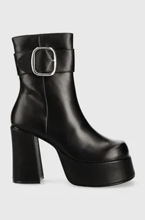 Steve Madden botki skórzane Siren damskie kolor czarny na słupku SM11002628 - Botki damskie - miniaturka - grafika 1