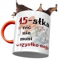 Kubki - Kubek Pomarańczowy na Urodziny 15 15ste 15-ste z Nadrukiem ze Zdjęciem + Opakowanie na prezent (wzór 04) - miniaturka - grafika 1