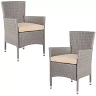 Fotele i krzesła ogrodowe - Zestaw 2 krzeseł ogrodowych z polirattanu w kolorze kremowym/beżowym z możliwością sztaplowania - miniaturka - grafika 1
