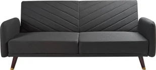BELIANI Sofa rozkładana czarna len syntetyczny 3-osobowa z funkcją spania - Sofy i kanapy - miniaturka - grafika 1