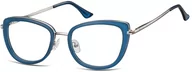 Okulary korekcyjne, oprawki, szkła - Sunoptic Okulary oprawki korekcyjne kocie oczy zerówki flex MTR-99G niebiesko-srebrne - miniaturka - grafika 1