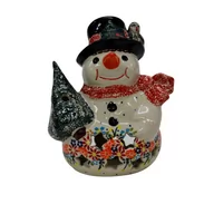 Ozdoby bożonarodzeniowe - Ceramiczny bałwan mały Ceramika Bolesławiec - miniaturka - grafika 1