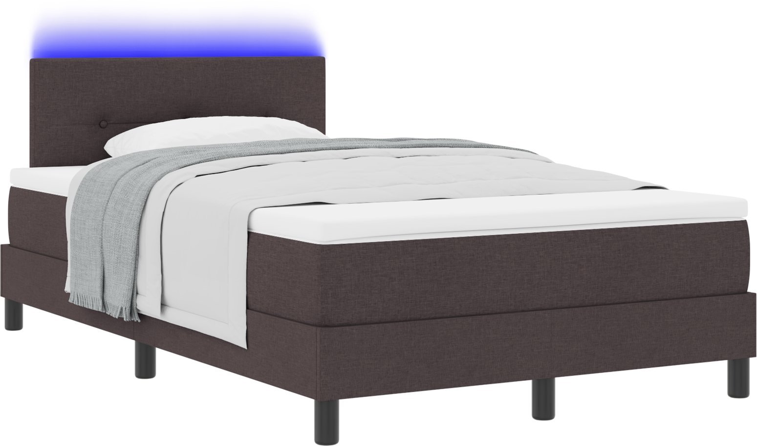 vidaXL Łóżko kontynentalne z materacem i LED ciemnobrązowe 120x190 cm