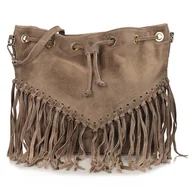 Torebki damskie - Stylowa skórzana listonoszka z ozdobnymi frędzlami Toscanio G145 - miniaturka - grafika 1