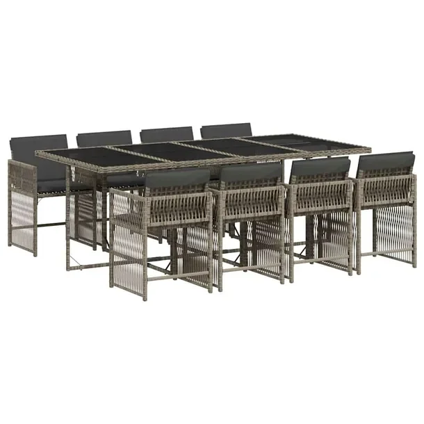 Zestaw Mebli Ogrodowych Rattan PE, Stół 220x106x73 cm, Krzesła 50,5x54x7