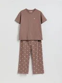 Moda i Uroda OUTLET - Reserved - Dwuczęściowa piżama w serca - brązowy - miniaturka - grafika 1