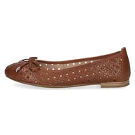 Moda i Uroda OUTLET - CAPRICE Damskie baleriny 9-22109-42, koniak nappa, 37 EU, koniakowa Nappa, 37 eu - miniaturka - grafika 1
