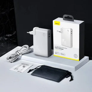Baseus GaN power bank 10000 mAh ładowarka sieciowa PPS 45 W 2x USB Typ C Quick Charge 3.0 Power Delivery (azotek galu) + kabel USB Typ C 1 m biały (PPNLD-F02) - Ładowarki do telefonów - miniaturka - grafika 6