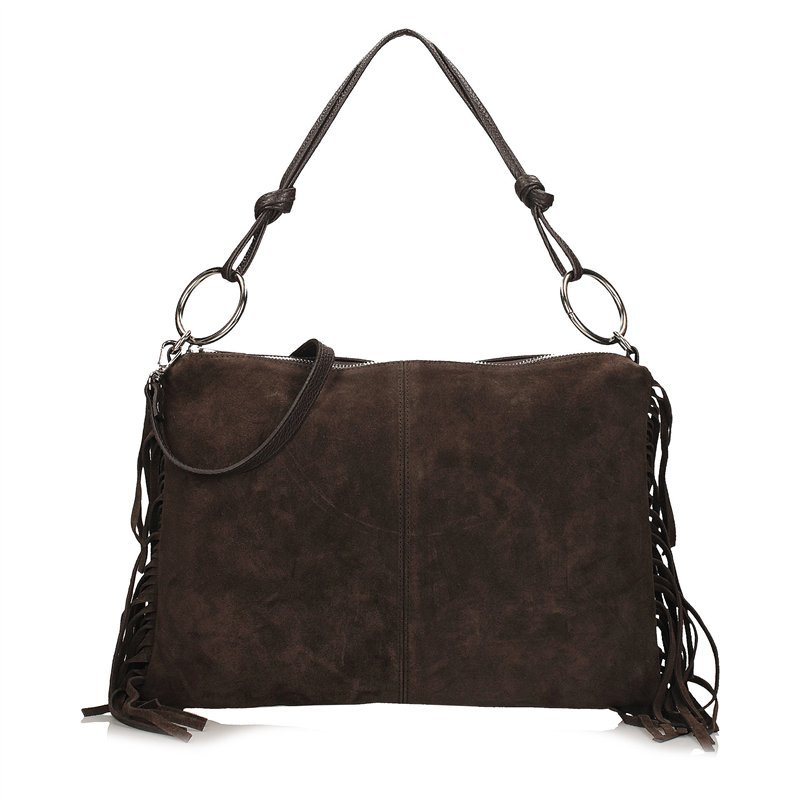 Torebka skórzana z ozdobnymi frędzlami Toscanio G102