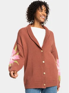 Roxy Kardigan Hand On Heart Swtr ERJSW03584 Pomarańczowy Regular Fit - Swetry damskie - miniaturka - grafika 1