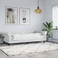 Sofy i kanapy - vidaXL Sofa z materacem, biała, 90x200 cm, sztuczna skóra - miniaturka - grafika 1