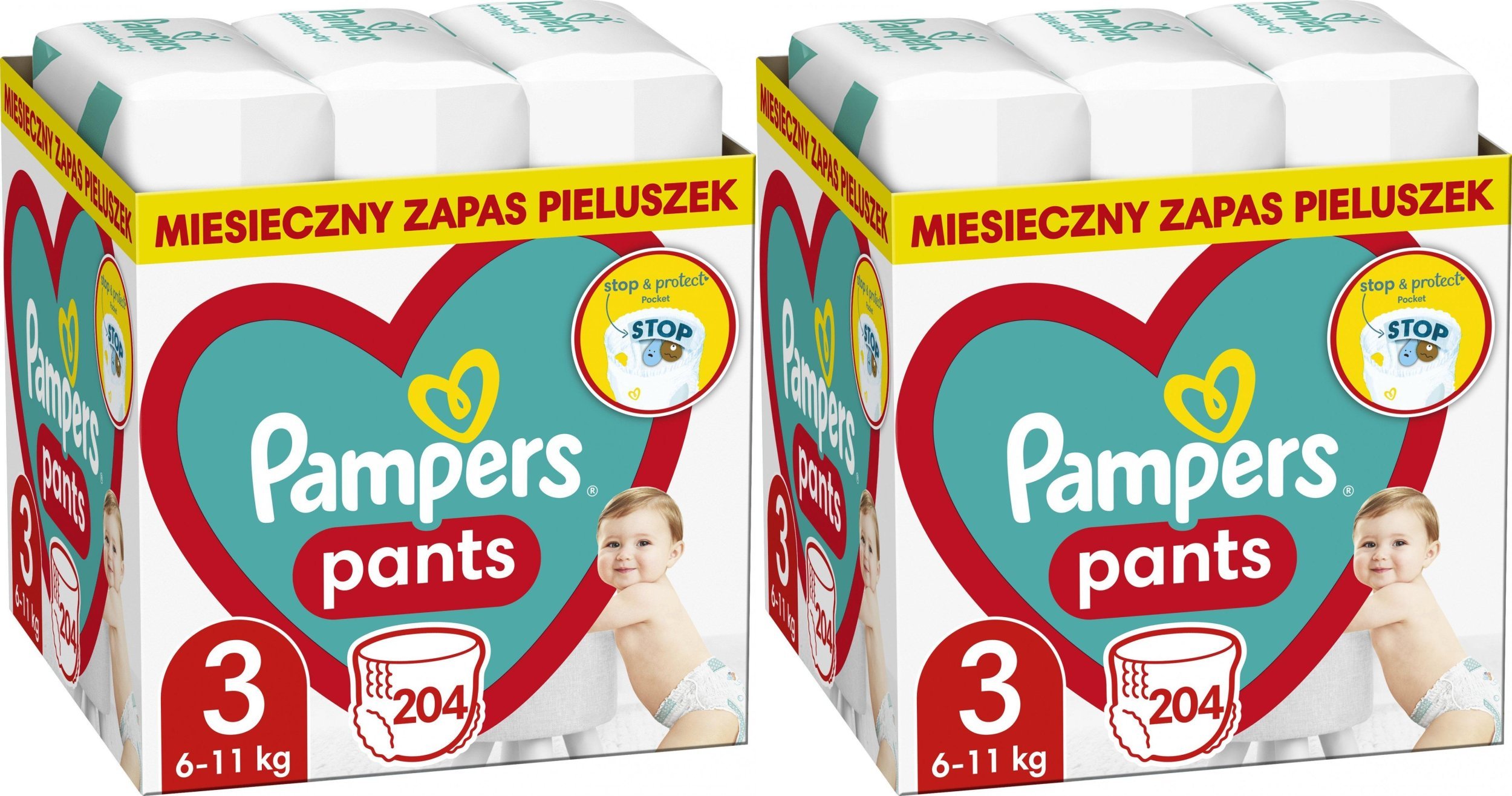 Pampers Pieluchomajtki 3, 6-11 kg, 204 szt. x2