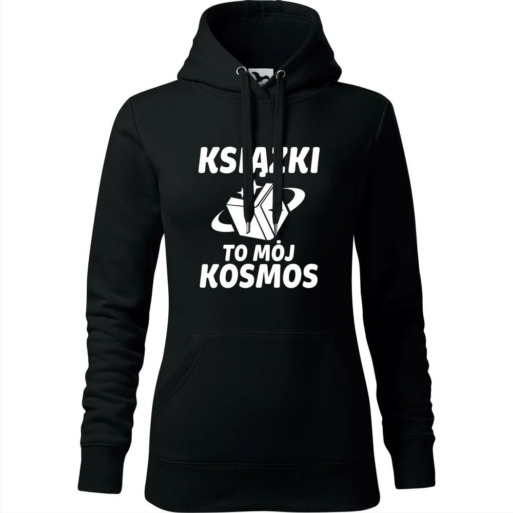 Damska Bluza Z Kapturem - Książki To Mój Kosmos Czarny M