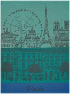 Le Jacquard Fran ais Ściereczka kuchenna Paris Panorama Zielona - Ściereczki, gąbki, czyściki - miniaturka - grafika 1