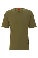 Koszulki męskie - HUGO Koszulka męska RN Relaxed-Fit z bawełny organicznej z pionowym logo, Open Green345., XL - miniaturka - grafika 1