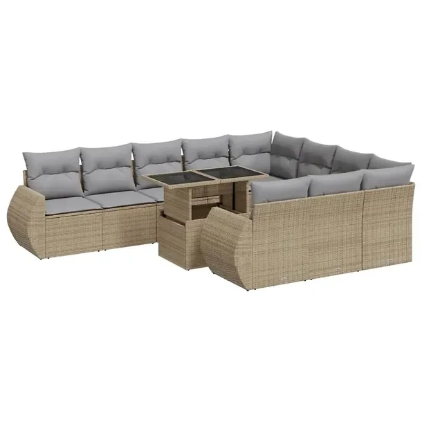 Zestaw mebli ogrodowych z rattanu PE, beżowy, wymiary: 62x62x69 cm, 71x62x