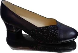 BnW Skórzane granatowe czółenka o tęgości H i G - Czółenka - miniaturka - grafika 1