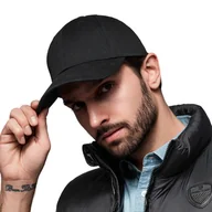 Czapki i chusty sportowe męskie - Czapka z daszkiem męska czarna bejsbolówka ozdobny haft OM-ACCS-0102 V1 - miniaturka - grafika 1
