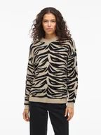 Swetry damskie - Vila Sweter "Vifema" w kolorze beżowo-czarnym - miniaturka - grafika 1