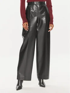 Calvin Klein Spodnie skórzane K20K207083 Czarny Straight Leg - Spodnie damskie - miniaturka - grafika 1