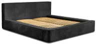 Łóżka - Czarne łóżko z tapicerowanym zagłówkiem i pojemnikiem E4-C61 - miniaturka - grafika 1