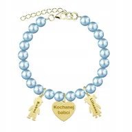 Bransoletki - Bransoletka Pozłacana z Pereł Imię Dziecka Serce Biżuteria Dzień Matki - miniaturka - grafika 1