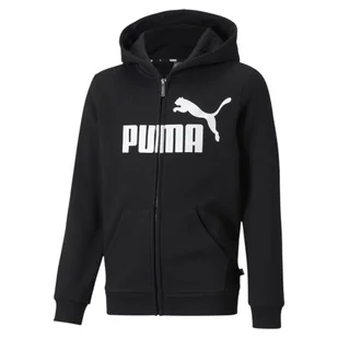 Młodzieżowa bluza z kapturem z dużym logo Essentials PUMA Black - Odzież sportowa dziecięca - miniaturka - grafika 1