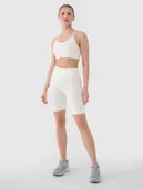 Spodenki damskie - 4F Legginsy kolarki bezszwowe treningowe damskie - białe M/L - miniaturka - grafika 1