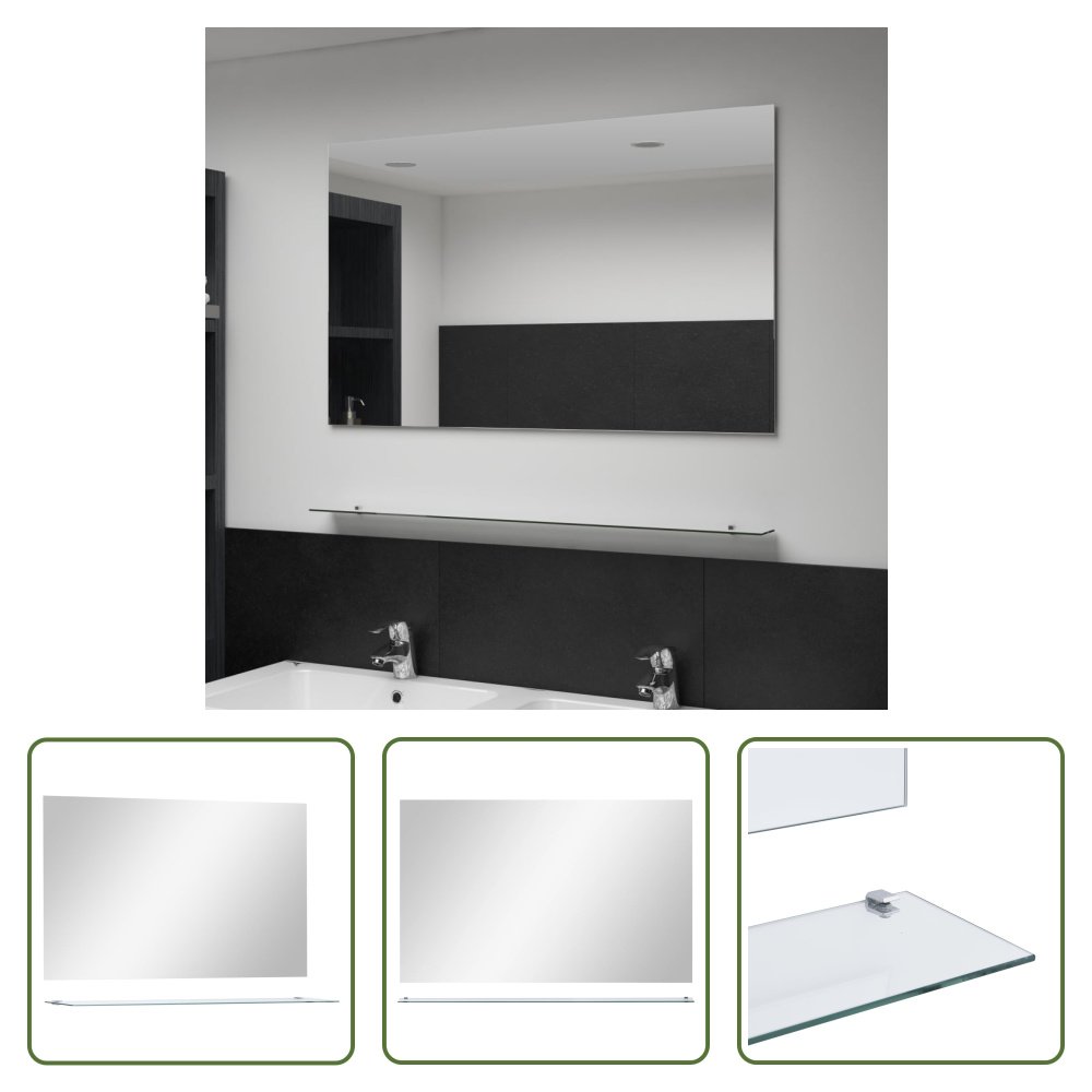 The Living Store Lustro ścienne z półką 100×60 cm szkło hartowane