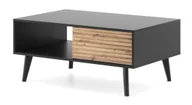 Ławy i stoliki kawowe - DomoHome Stylowy stolik do salonu, stolik kawowy WILLOW czarny dąb Artisan 104x46x68 cm - stolik kawowy z 2 szufladami, systemem push-to-open i drewnianymi nogami do nowoczesnego salonu - miniaturka - grafika 1