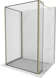 Mexen Kioto ścianka prysznicowa Walk-in 140 x 90 x 30 cm, czarny wzór, złota - 800-140-090-221-50-70-030 - Ścianki i drzwi prysznicowe - miniaturka - grafika 1