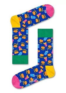 Skarpetki męskie - Happy Socks Hamburger, kolorowe i zabawne, Skarpety dla kobiet i mężczyzn, Niebieski-Zielony-Pomarańczowy-Różowy (36-40) - grafika 1