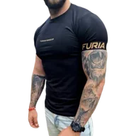 Koszulki sportowe męskie - FURIA T-shirt Koszulka Męska Gym Wear Black/Gold - miniaturka - grafika 1