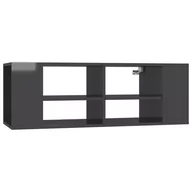 Szafki RTV - vidaXL Wisząca szafka pod TV, szara, wysoki połysk, 102x35x35 cm - miniaturka - grafika 1