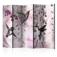 Parawany - Parawan 5-częściowy - Latające kolibry (różowy) II [Room Dividers] (rozmiar 225x172) - miniaturka - grafika 1