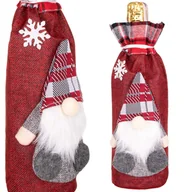 Ozdoby bożonarodzeniowe - Pokrowiec na butelkę, świąteczny skrzat na wino z gnomem CA0613 - miniaturka - grafika 1