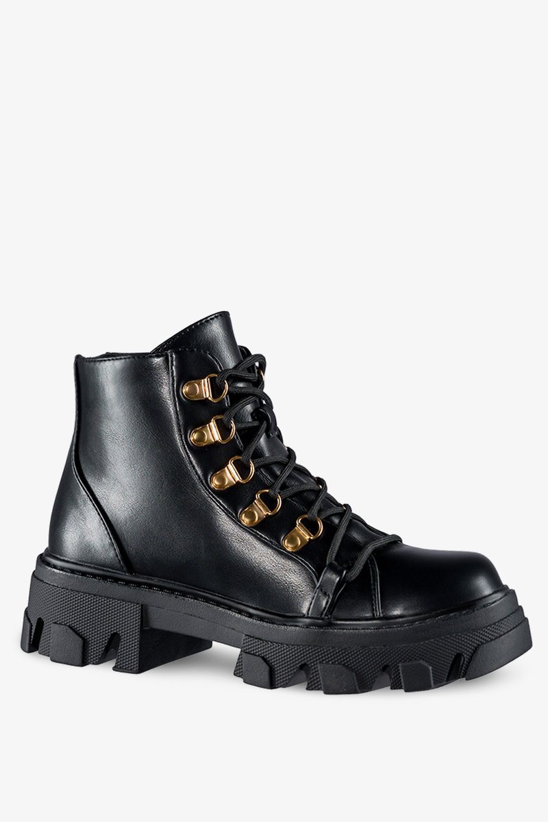 Czarne botki workery damskie sznurowane Casu G22WX2-B-N-40