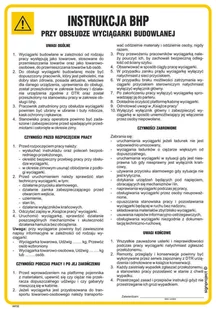 IAF32 INSTRUKCJA BHP PRZY OBSŁUDZE WYCIĄGARKI BUDOWLANEJ, HN - PŁYTA ELASTYCZNA 0,4MM; (245X350MM) - Instrukcje stanowiskowe BHP - miniaturka - grafika 1