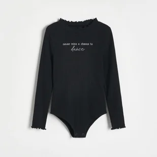 Reserved - Bawełniane body z haftem - czarny - Bluzki dla dziewczynek - miniaturka - grafika 1