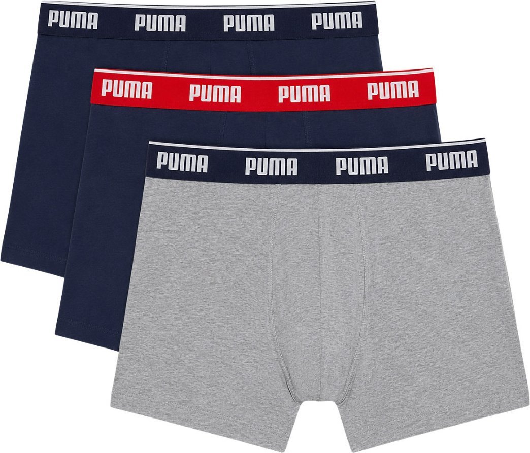 Puma Bokserki męskie Puma 3 pak granatowe, szare 947130 05 L