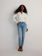 Spodnie damskie - Reserved - Jeansy slim fit mid rise - niebieski - miniaturka - grafika 1