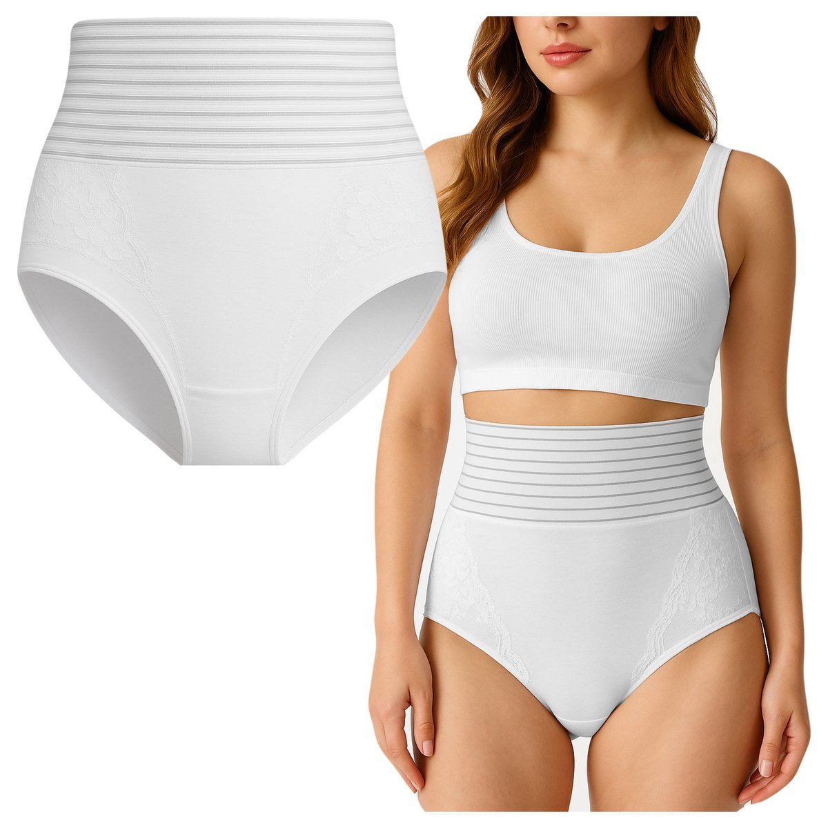 Majtki Wyszczuplające Bawełniane Modelujące POPORODOWE kolor BIAŁY
