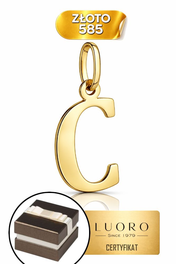 ZAWIESZKA ZŁOTA 585 14K LITERKA C DUŻA 24 MM ELEGANCKA KLASYKA