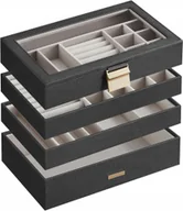 Biżuteria - akcesoria - TACA NA BIŻUTERIĘ 4 POZIOMY - AKSAMITNY ORGANIZER SZKATUŁKA IDEALNY PREZENT - miniaturka - grafika 1