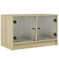 Szafki RTV - vidaXL Szafka pod TV ze szklanymi drzwiami dąb sonoma 68x37x42 cm - miniaturka - grafika 1