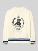 Swetry dla dziewczynek - Sweter z dzianiny z wyhaftowanym logo - miniaturka - grafika 1