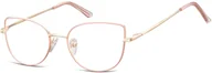 Okulary korekcyjne, oprawki, szkła - Sunoptic Okulary oprawki korekcyjne kocie oczy zerówki L119D złoto-różowe - miniaturka - grafika 1
