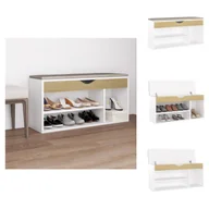 Szafki na buty - vidaXL Ławka na buty z poduszką biała dąb sonoma 104x30x49cm - Stojaki i szafki na buty - miniaturka - grafika 1